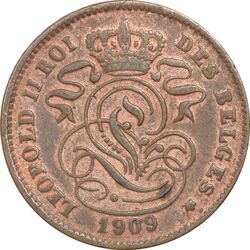 سکه 2 سانتیم 1909 لئوپولد دوم (نوشته فرانسوی) - EF40 - بلژیک