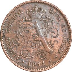 سکه 2 سانتیم 1911 آلبرت یکم (نوشته آلمانی) - EF40 - بلژیک