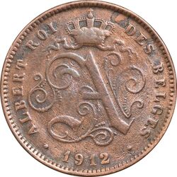 سکه 2 سانتیم 1912 آلبرت یکم (نوشته فرانسوی) - AU50 - بلژیک