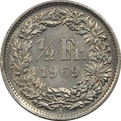 سکه 1/2 فرانک 1969 دولت فدرال - AU58 - سوئیس