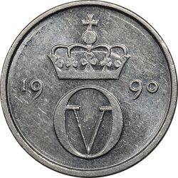 سکه 10 اوره 1990 اولاف پنجم - AU58 - نروژ