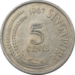سکه 5 سنت 1967 جمهوری - EF45 - سنگاپور