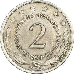 سکه 2 دینار 1973 جمهوری فدرال سوسیالیستی - EF45 - یوگوسلاوی