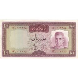 اسکناس 100 ریال (آموزگار - فرمان فرماییان) نوشته قرمز - تک - EF45 - محمد رضا شاه