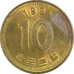 سکه 10 وون 1991 جمهوری - AU - کره جنوبی