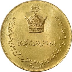 مدال طلا تاجگذاری 1346 (35 گرمی) - MS62 - محمد رضا شاه