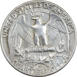 سکه کوارتر دلار 1964D واشنگتن - AU50 - آمریکا