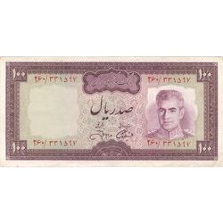 اسکناس 100 ریال (آموزگار - جهانشاهی) - تک - VF35 - محمد رضا شاه