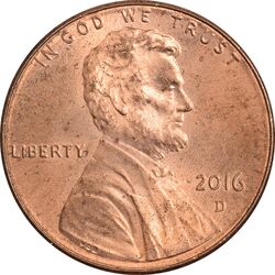 سکه 1 سنت 2016D لینکلن - MS63 - آمریکا