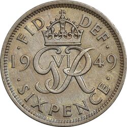 سکه 6 پنس 1949 جرج ششم - AU50 - انگلستان