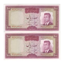 اسکناس 100 ریال (هویدا - سمیعی) - جفت - UNC62 - محمد رضا شاه