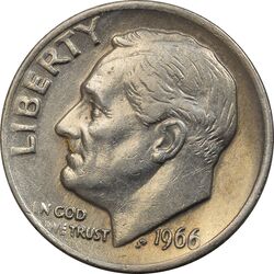 سکه 1 دایم 1966 روزولت - AU55 - آمریکا