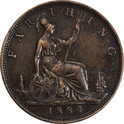 سکه 1 فارتینگ 1884 ویکتوریا - EF45 - انگلستان