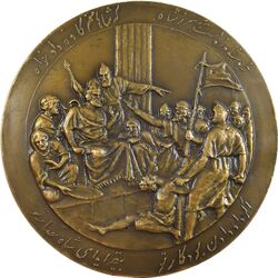مدال بزرگداشت هزارمین سالروز فردوسی 1313 (با جعبه فابریک) - AU - رضا شاه