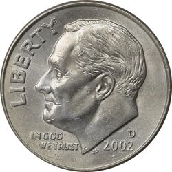 سکه 1 دایم 2002D روزولت - MS62 - آمریکا