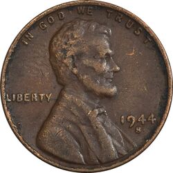 سکه 1 سنت 1944S لینکلن - VF35 - آمریکا