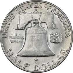 سکه نیم دلار 1963D فرانکلین - MS61 - آمریکا