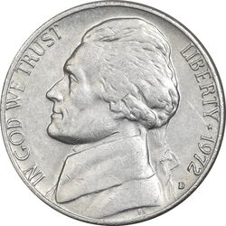سکه 5 سنت 1972D جفرسون - AU58 - آمریکا