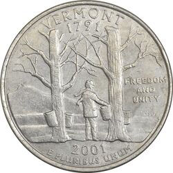 سکه کوارتر دلار 2001D ایالتی (ورمونت) - AU50 - آمریکا