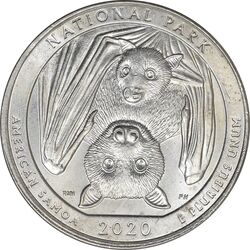 سکه کوارتر دلار 2020P (پارک ملی آمریکن ساموا) - MS63 - آمریکا