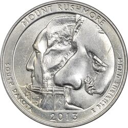 سکه کوارتر دلار 2013D (کوه راشمور) - MS62 - آمریکا