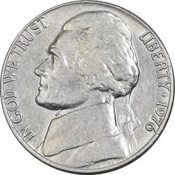 سکه 5 سنت 1976 جفرسون - AU50 - آمریکا