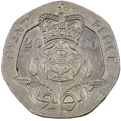 سکه 20 پنس 2000 الیزابت دوم - EF45 - انگلستان