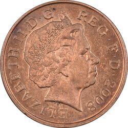 سکه 1 پنی 2008 الیزابت دوم - AU58 - انگلستان