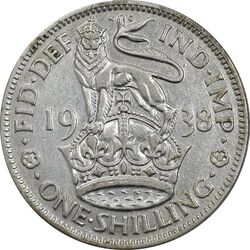 سکه 1 شیلینگ 1938 جرج ششم - تیپ 1 - AU58 - انگلستان