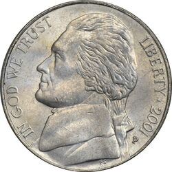 سکه 5 سنت 2001P جفرسون - MS61 - آمریکا