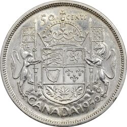 سکه 50 سنت 1956 الیزابت دوم - AU50 - کانادا