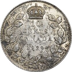 سکه 10 سنت 1929 جرج پنجم - MS62 - کانادا