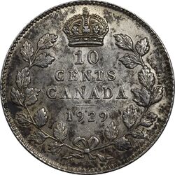 سکه 10 سنت 1929 جرج پنجم - MS62 - کانادا