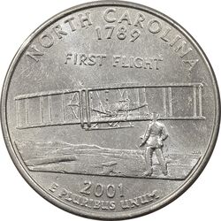 سکه کوارتر دلار 2001P ایالتی (کارولینای شمالی) - MS62 - آمریکا