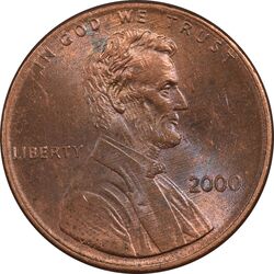 سکه 1 سنت 2000 لینکلن - MS62 - آمریکا