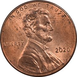 سکه 1 سنت 2020 لینکلن - MS63 - آمریکا