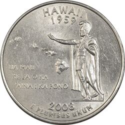 سکه کوارتر دلار 2008D ایالتی (هاوایی) - MS61 - آمریکا