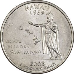 سکه کوارتر دلار 2008P ایالتی (هاوایی) - MS61 - آمریکا