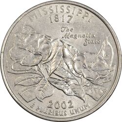 سکه کوارتر دلار 2002P ایالتی (میسیسیپی) - AU58 - آمریکا