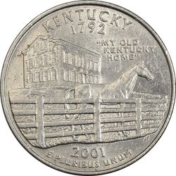 سکه کوارتر دلار 2001P ایالتی (کنتاکی) - MS61 - آمریکا
