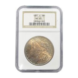 سکه یک دلار 1881S مورگان - MS65 - آمریکا