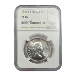 سکه 1/2-2 شیلینگ 1953 الیزابت دوم - PF66 - آفریقای جنوبی
