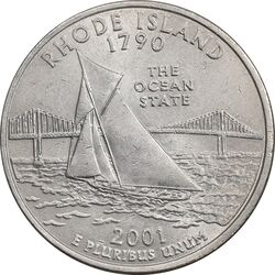 سکه کوارتر دلار 2001D ایالتی (رود آیلند) - MS61 - آمریکا
