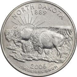 سکه کوارتر دلار 2006P ایالتی (داکوتای شمالی) - AU55 - آمریکا