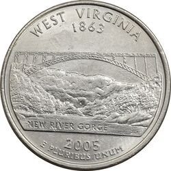 سکه کوارتر دلار 2005P ایالتی (ویرجینیای غربی) - AU58 - آمریکا