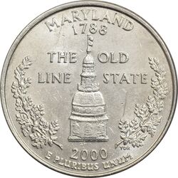 سکه کوارتر دلار 2000P ایالتی (مریلند) - MS61 - آمریکا