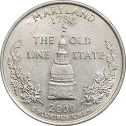 سکه کوارتر دلار 2000D ایالتی (مریلند) - AU58 - آمریکا