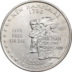 سکه کوارتر دلار 2000P ایالتی (نیوهمشایر) - MS62 - آمریکا