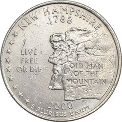 سکه کوارتر دلار 2000P ایالتی (نیوهمشایر) - AU58 - آمریکا