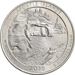 سکه کوارتر دلار 2018P جزایر آپوستل - MS62 - آمریکا